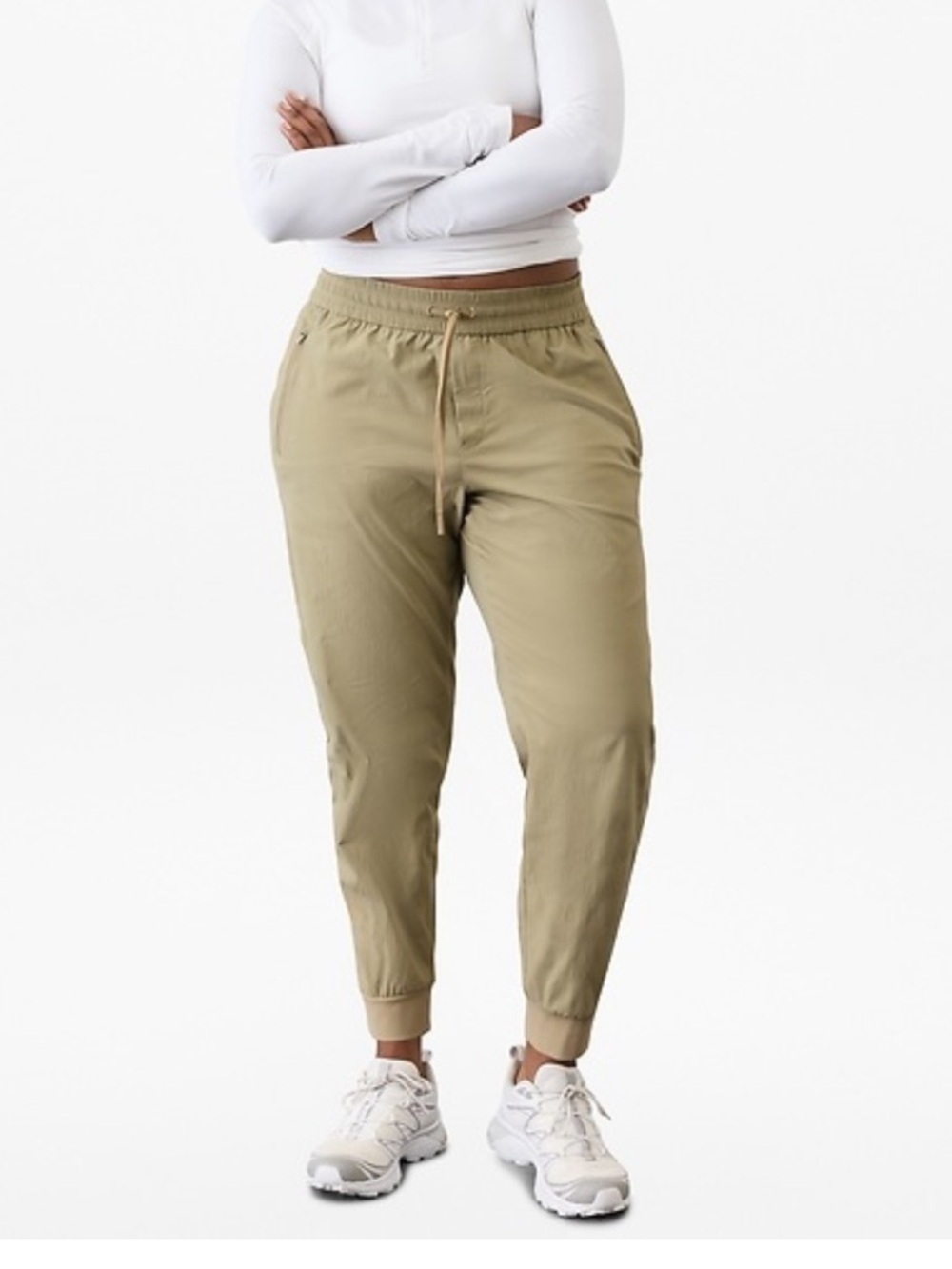 Show moreShow lessATHLETA Trekkie Relaxed Mid Rise Jogger Flax Size 8